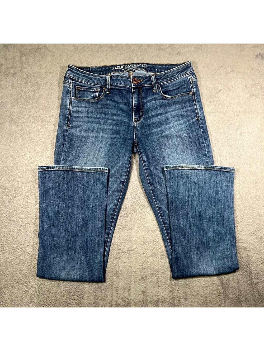 American Eagle Outfitters Jeans Blue Women 10 Short Skinny Kick Denim Whiskering